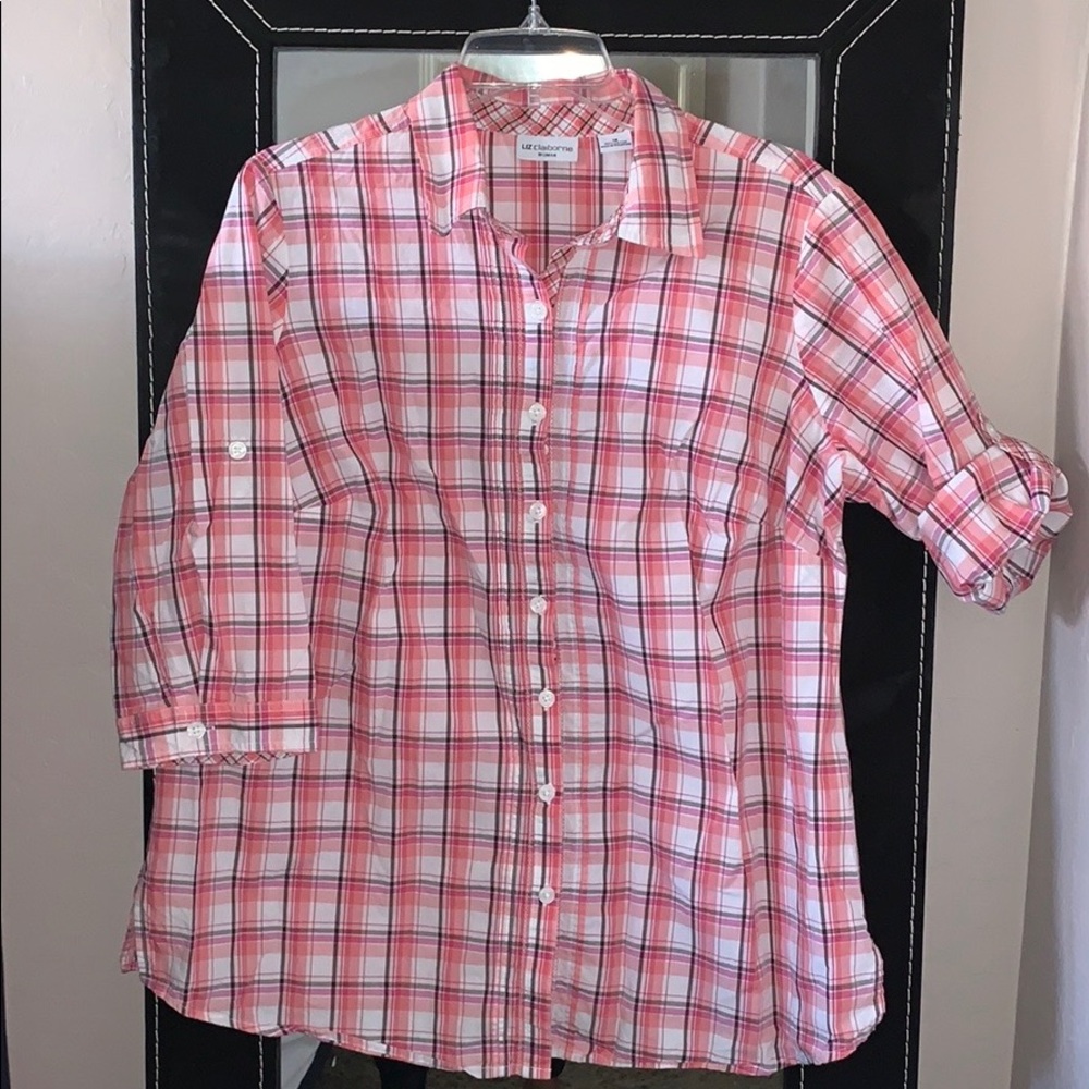Liz Claiborne Pink Plaid Shirt